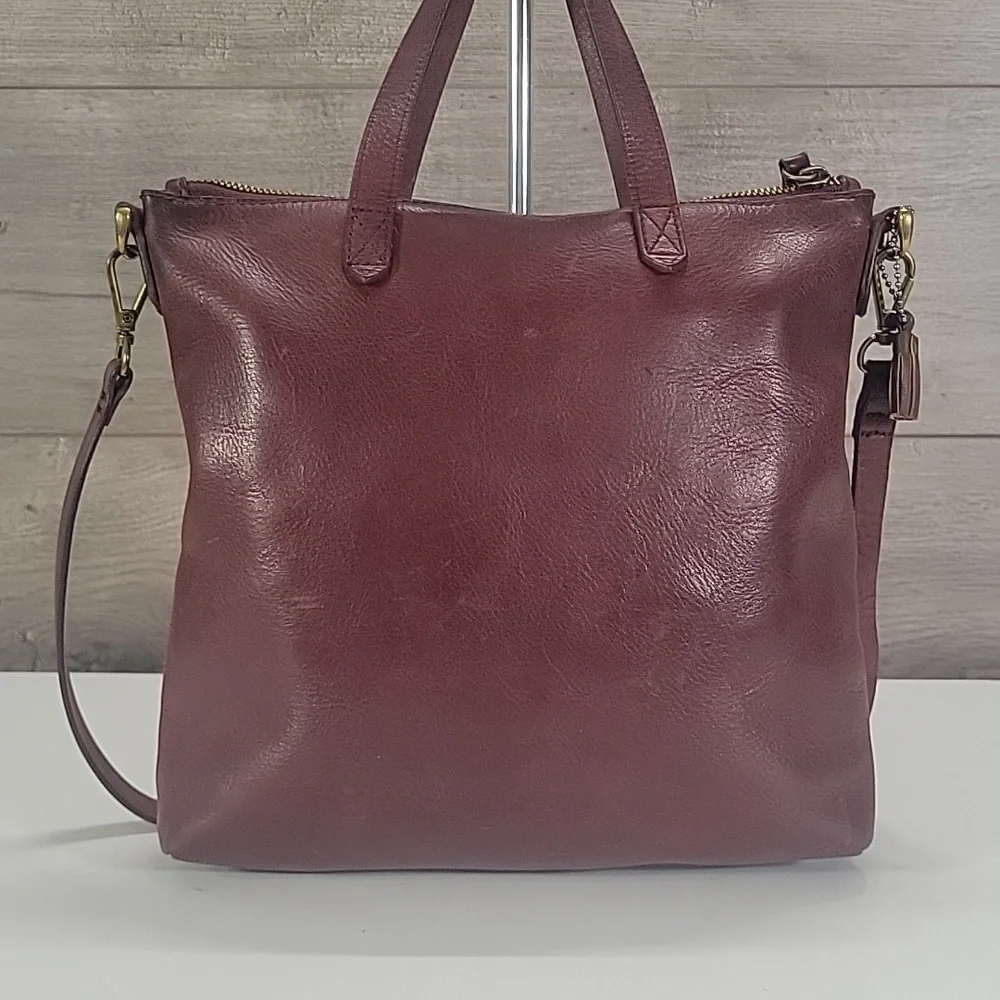 Small Madewell Burgundy Leather Tote Crossbody Bag